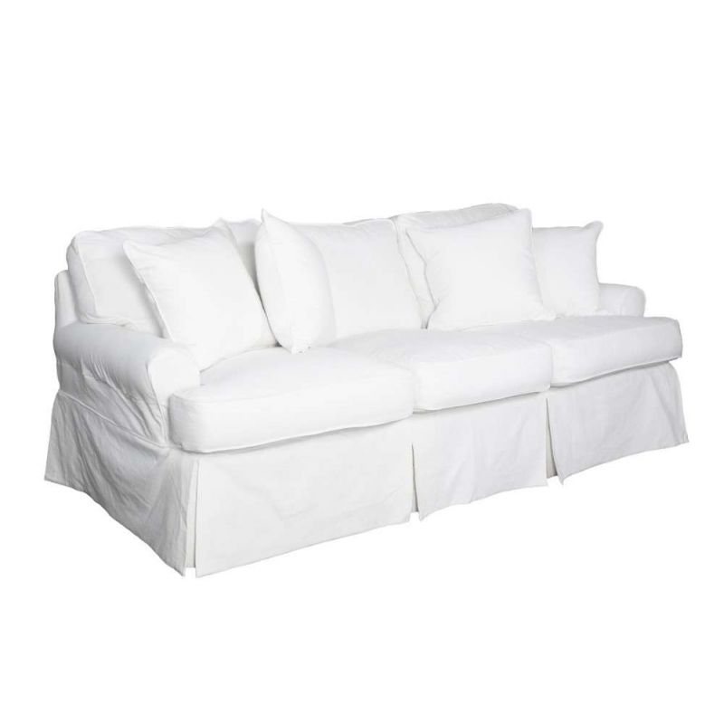 Sunset Trading - Horizon Slipcover for T-Cushion Sofa - Warm White - SU-117600SC-423080
