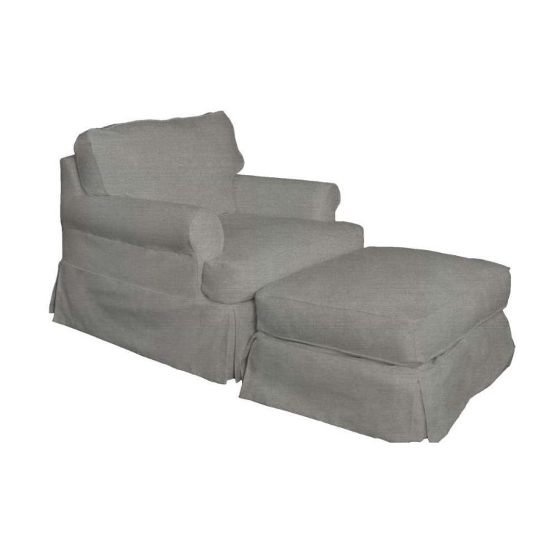 Sunset Trading - Horizon Slipcover Set for T-Cushion Chair and Ottoman - Performance Fabric - Gray - SU-117620SC-30-391094