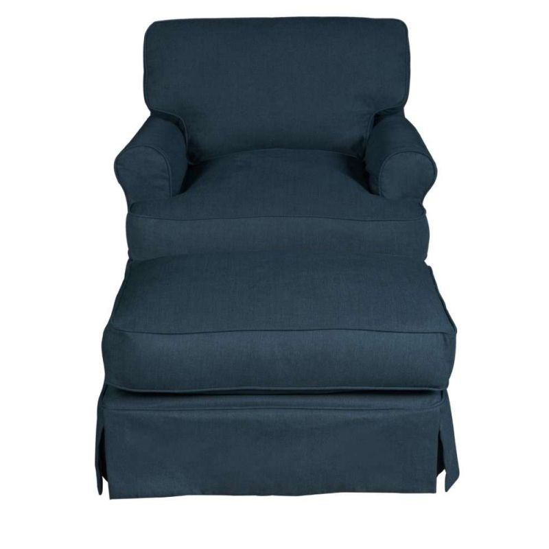 Sunset Trading - Horizon Slipcover Set for T-Cushion Chair and Ottoman - Performance Fabric - Navy Blue - SU-117620SC-30-391049