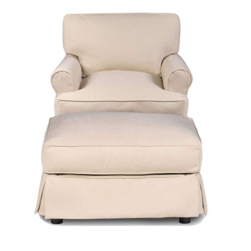 Sunset Trading - Horizon Slipcover Set for T-Cushion Chair and Ottoman - Performance Fabric - Tan - SU-117620SC-30-391084