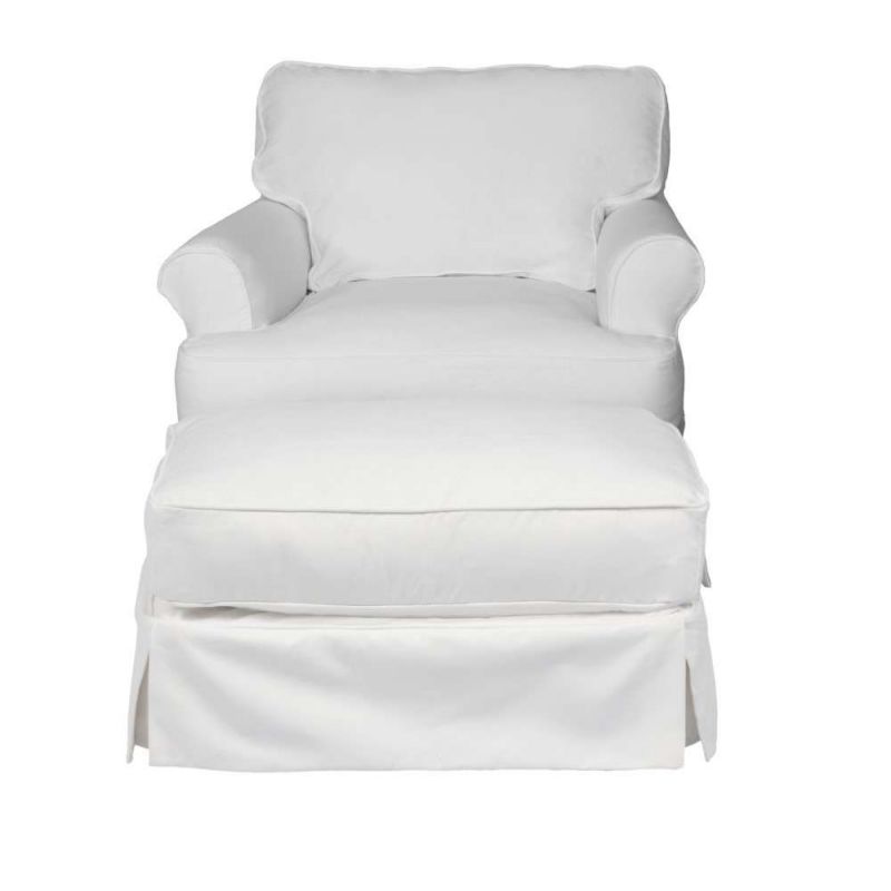 Sunset Trading - Horizon Slipcover Set for T-Cushion Chair and Ottoman - Performance Fabric - White - SU-117620SC-30-391081