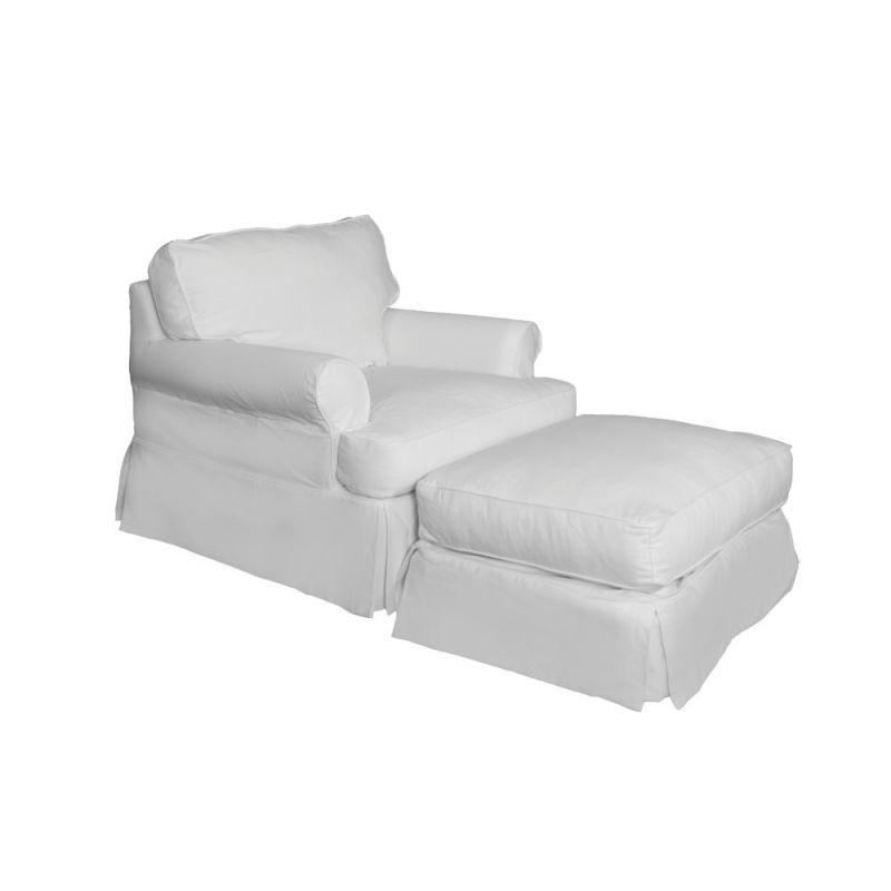 Sunset Trading - Horizon Slipcovered Chair And Ottoman In Warm White - SU-117620-30-423080