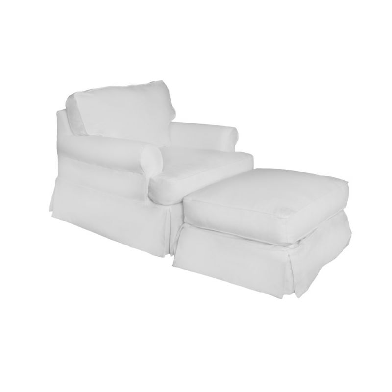 Sunset Trading - Horizon Slipcovered Chair And Ottoman Performance White - SU-117620-30-391081