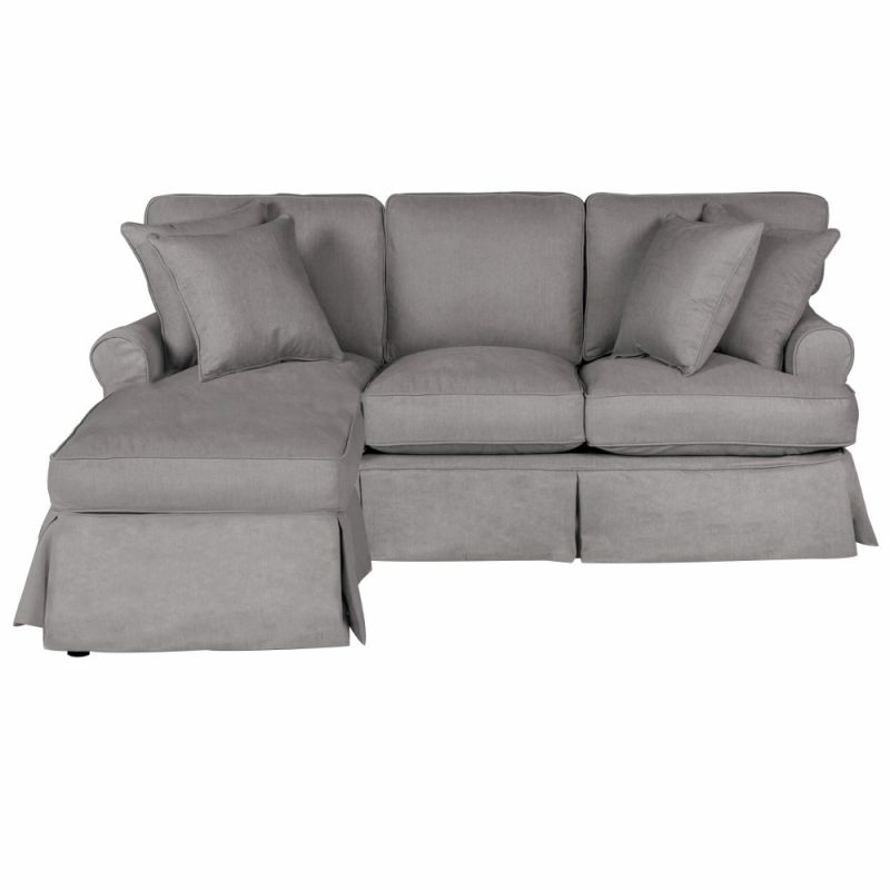 Sunset Trading - Horizon Slipcovered Sleeper Sofa With Chaise Performance Gray - SU-117678-391094