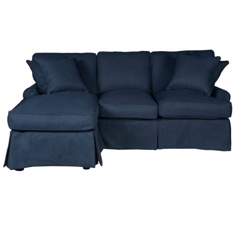 Sunset Trading - Horizon Slipcovered Sleeper Sofa With Chaise Performance Navy Blue - SU-117678-391049