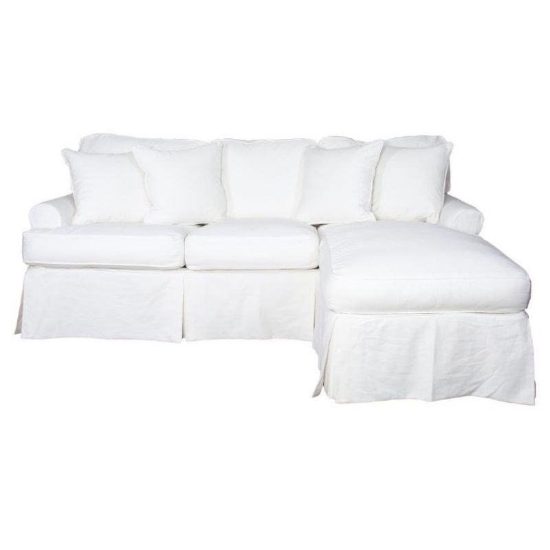 Sunset Trading - Horizon Slipcovered Sleeper Sofa With Chaise Warm White - SU-117678-423080
