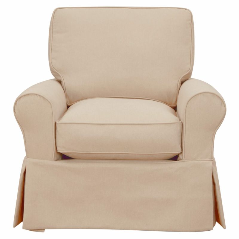 Sunset Trading - Horizon Slipcovered Swivel Rocking Chair Stain Resistant Performance Fabric Tan - SU-114993-391084
