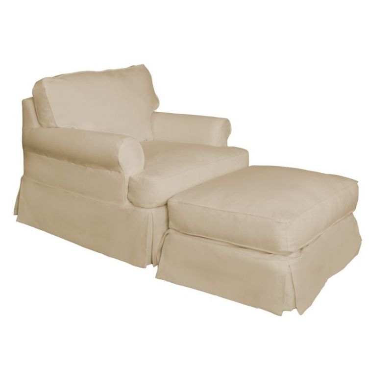 Sunset Trading - Horizon Slipcovered T Cushion Chair With Ottoman Performance Tan - SU-117620-30-391084