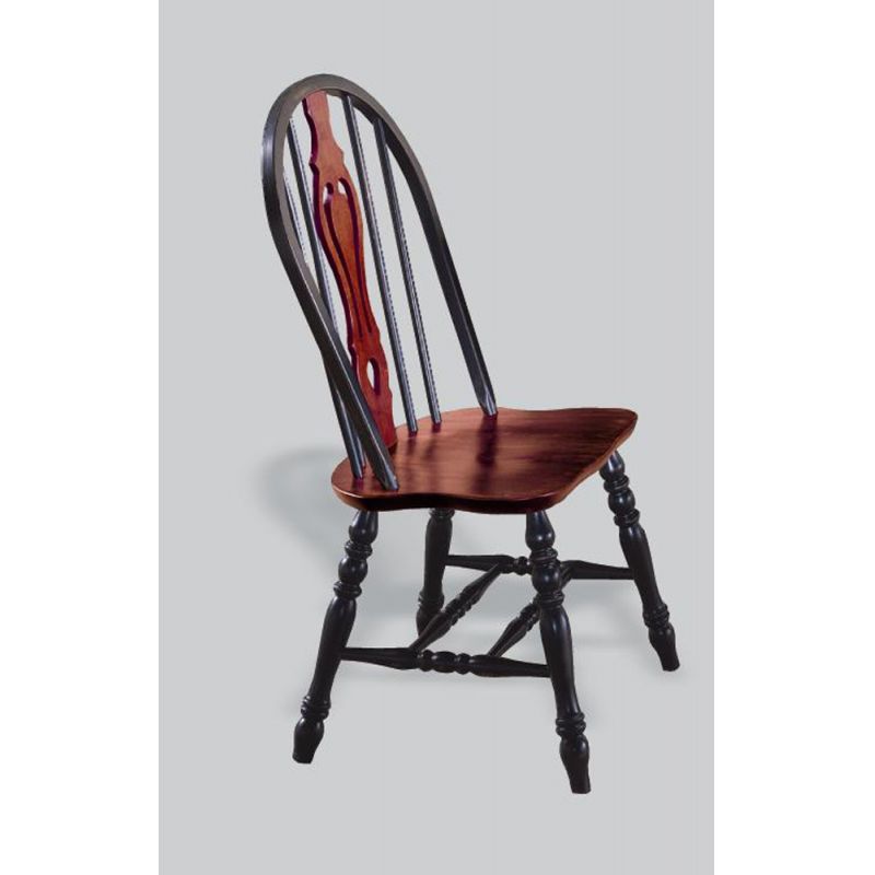 Sunset Trading - Keyhole Dining Chair in Antique Black with Cherry Seat (Set of 2) - DLU-124-S-BCH-2