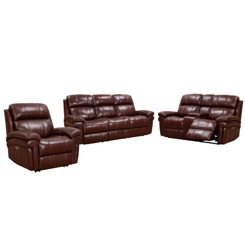 Sunset Trading -  Luxe Leather  3 Piece Reclining Living Room Set with Power Headrests  - SU-9102-88-1394-3P