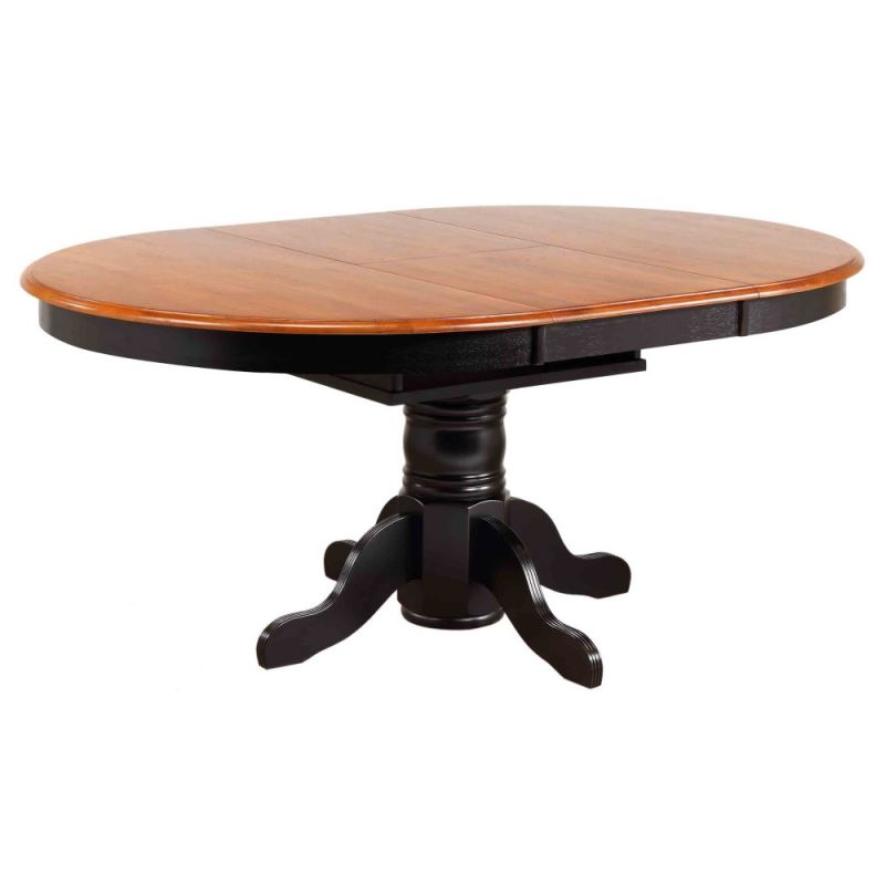 Sunset Trading - Pedestal Dining Table in Antique Black Base with Cherry Finish Butterfly Top - DLU-TBX4266-BCH
