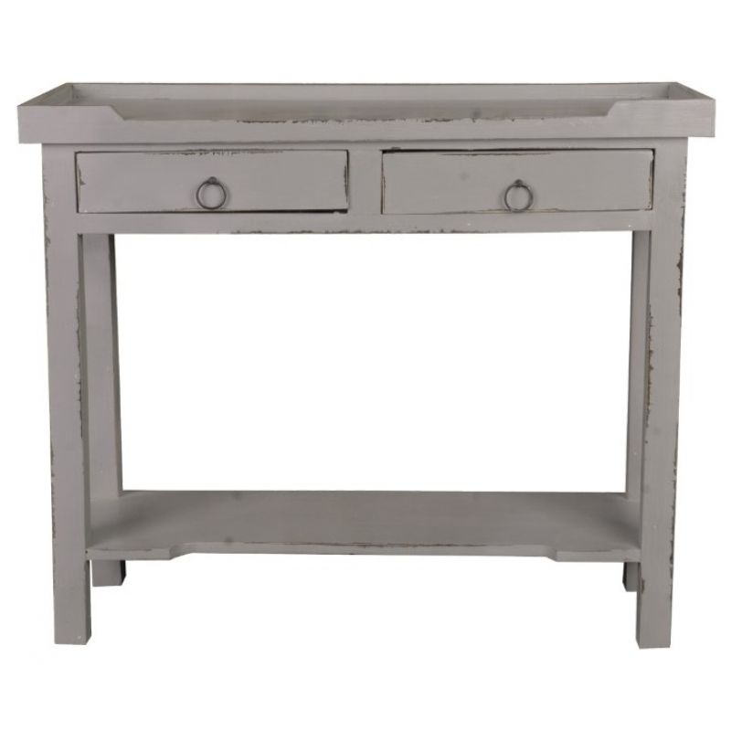 Sunset Trading - Shabby Chic Cottage Console Table 2 Drawers Shelf Antique Gray - CC-TAB2284LD-AG