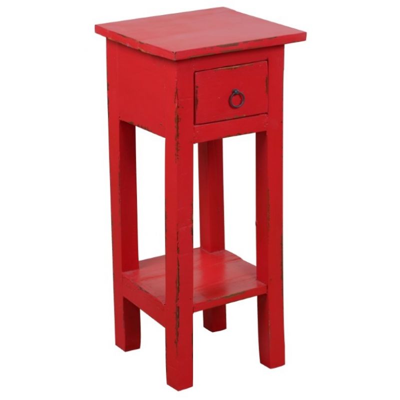 Sunset Trading - Shabby Chic Cottage Narrow Side Table Distressed Red - CC-TAB1792LD-RD