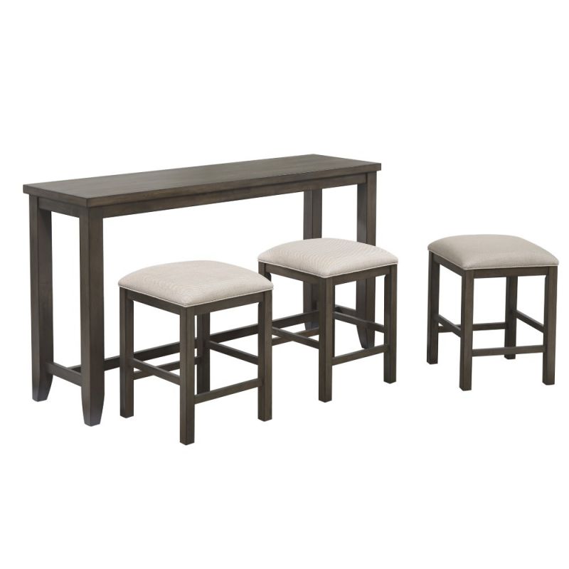 Sunset Trading - Shades of Gray 4 Piece Small Pub Table Set - Sofa Console with Stools - Rectangular - DLU-EL6518-4PC