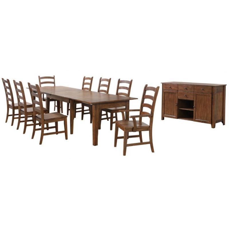 Sunset Trading - Simply Brook 10 Piece Rectangular Extendable Table Dining Set Sideboard Amish Brown - DLU-BR134-AMSB10PC