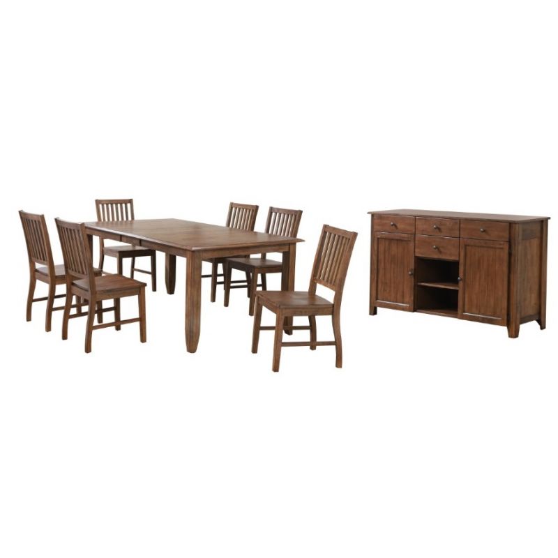 Sunset Trading - Simply Brook 8 Piece Extendable Table Dining Set Sideboard Amish Brown - DLU-BR4272-C60-AMSB8PC