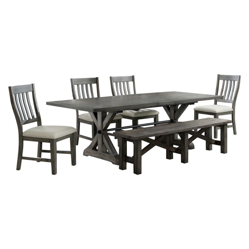 Sunset Trading -  Trestle 6 Piece Dining Set with Bench  - ED-SK100-170BN-6P