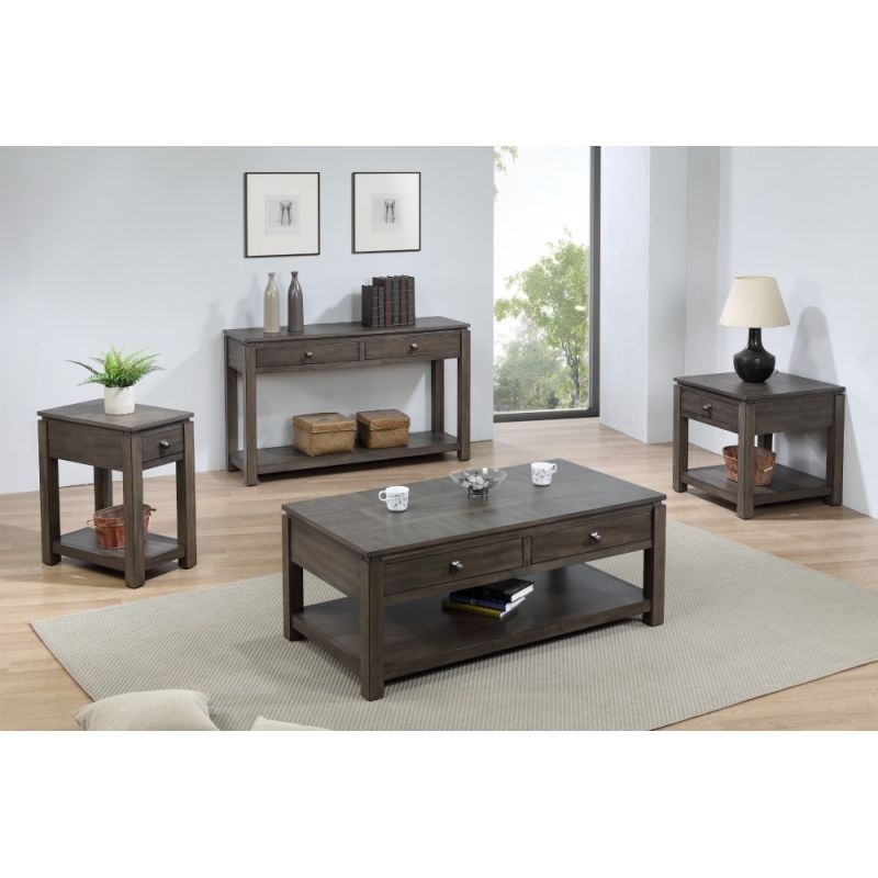 Sunset Trading- Shades Of Gray Coffee Console And End Table Set With Drawers And Shelves - DLU-EL1602-03-04-08