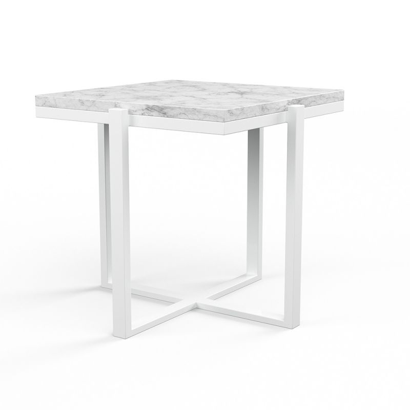 Sunset West - Bazaar - Square End Table, Frost Finish with Carrara Marble Top - SW4707-ET_CLOSEOUT