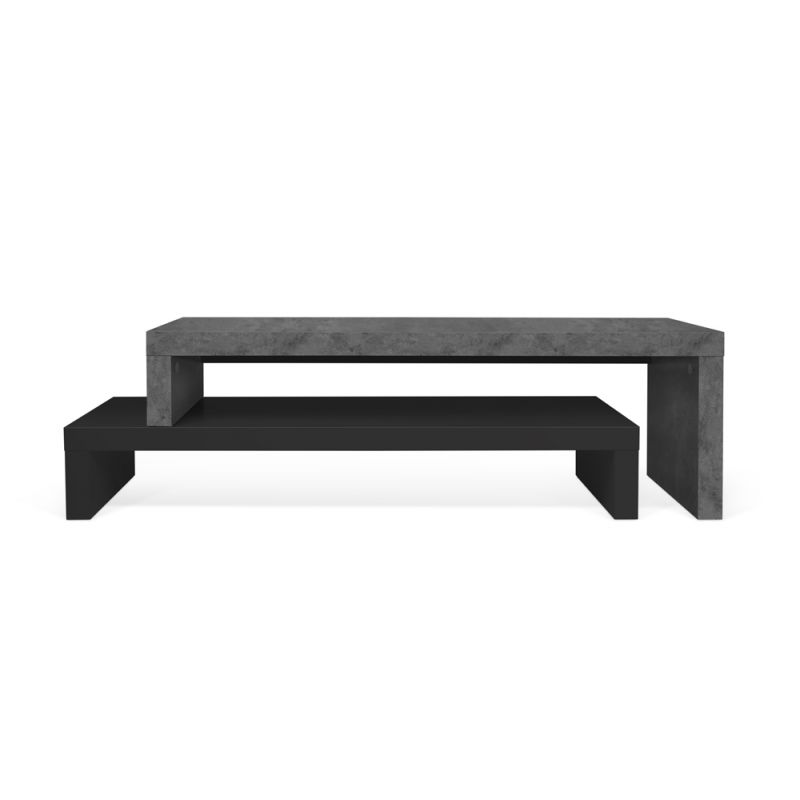 TEMAHOME - Cliff Tv Bench 120 - 120 in Concrete Look / Pure Black - 9000639579