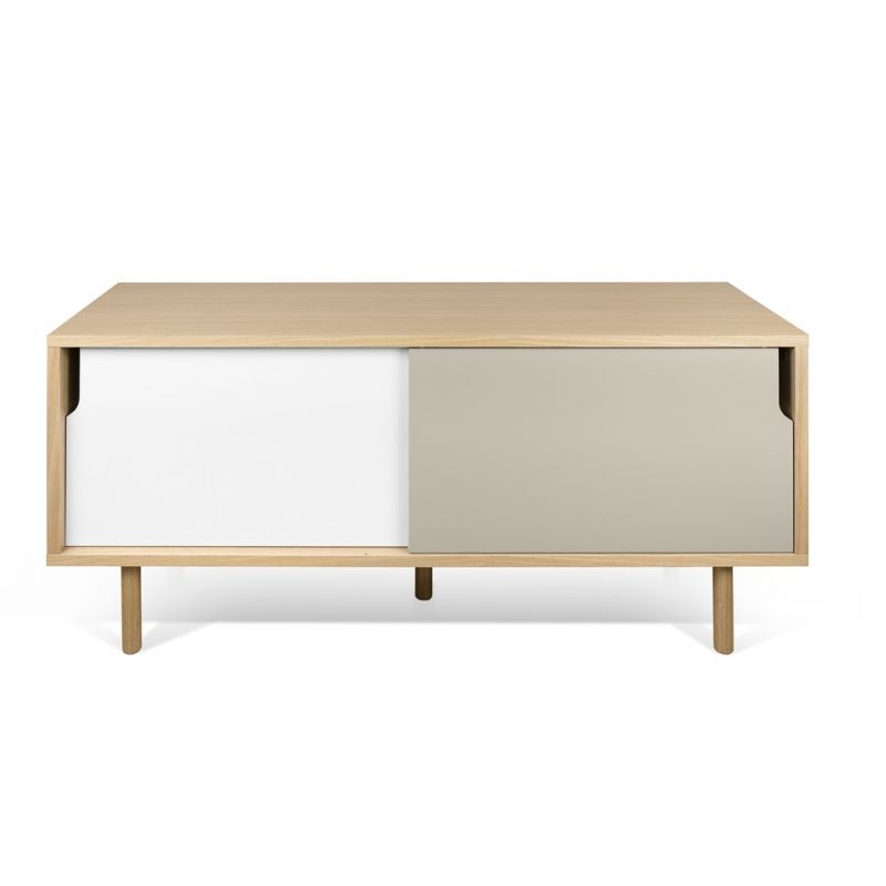 TEMAHOME - Dann 135 Sideboard with Wood Legs in Oak / Pure White & Matte Grey - 9003401473
