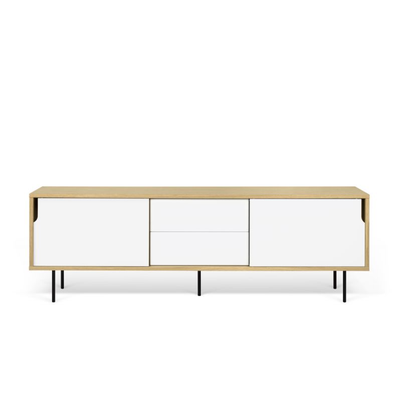 TEMAHOME - Dann Sideboard 201 with Steel Legs in Oak / Pure White, Lacquered Black Steel - 9500401688