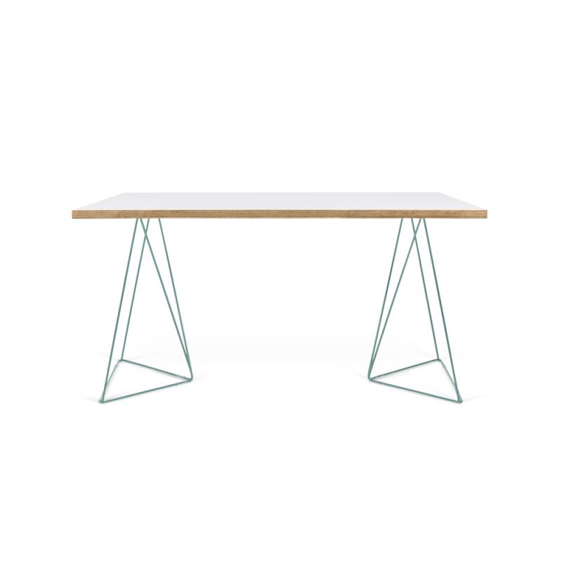 TEMAHOME - Flow Desk in Pure White & Plywood / Sea Green Lacquered Steel - 9500053238
