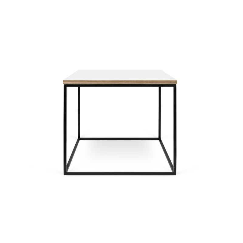 TEMAHOME - Gleam 20x20 Side Table in Pure White & Plywood / Black Lacquered Steel - 9500626579