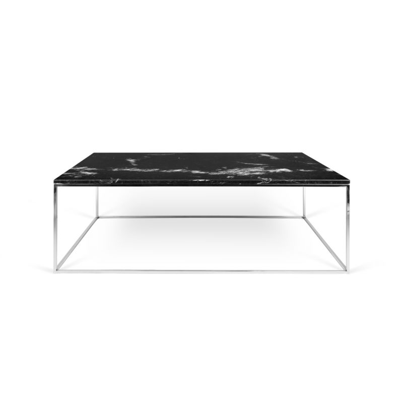 TEMAHOME - Gleam 47x30-Top Marble Coffee Table in Black Marble / Chrome - 9500626098