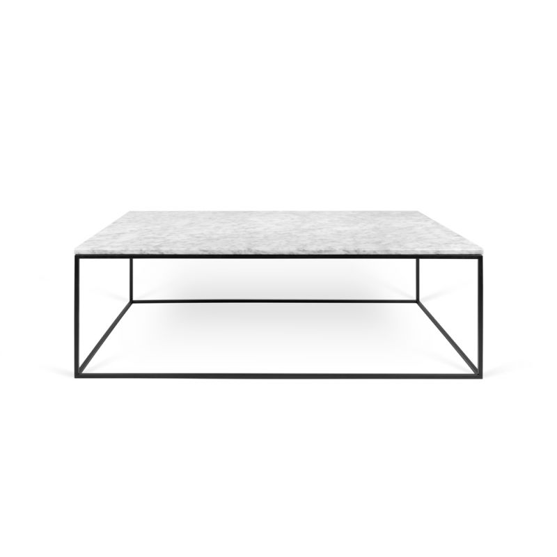 TEMAHOME - Gleam 47x30-Top Marble Coffee Table in White Marble / Black Lacquered Steel - 9500626005
