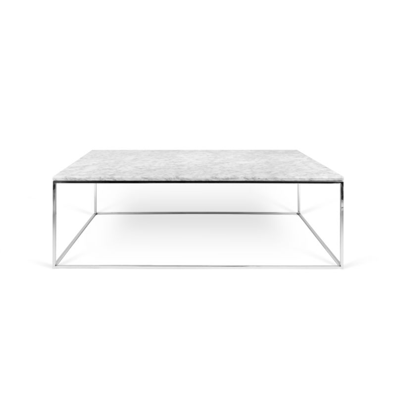TEMAHOME - Gleam 47x30-Top Marble Coffee Table in White Marble / Chrome - 9500626456