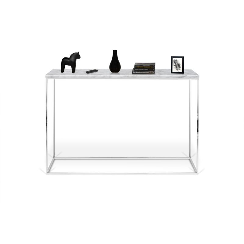 TEMAHOME - Gleam Marble-Top Console in White Marble and Chrome - 9500629495