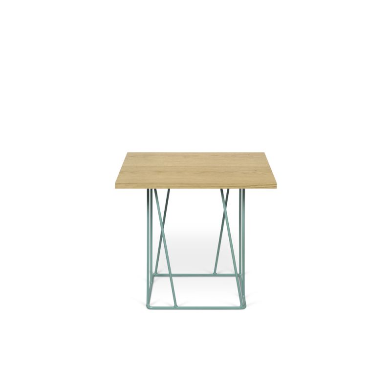 TEMAHOME - Helix 20x20 Side Table  in Oak / Sea Green Lacquered Steel - 9500626814