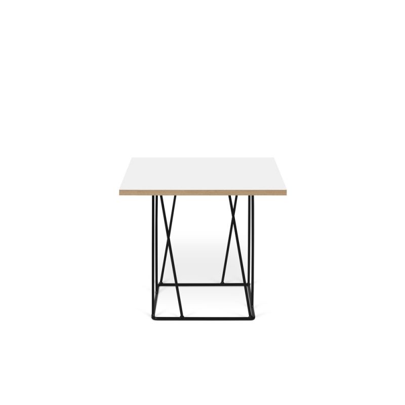 TEMAHOME - Helix 20x20 Side Table  in Pure White & Plywood / Black Lacquered Steel  - 9500626845