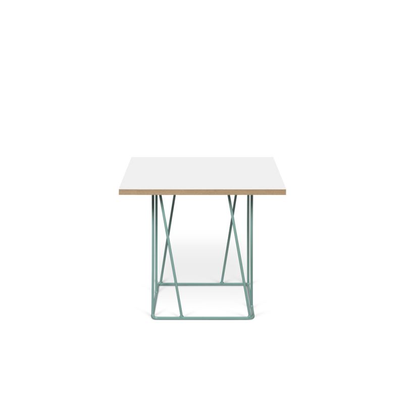 TEMAHOME - Helix 20x20 Side Table  in Pure White & Plywood / Sea Green Lacquered Steel  - 9500626821