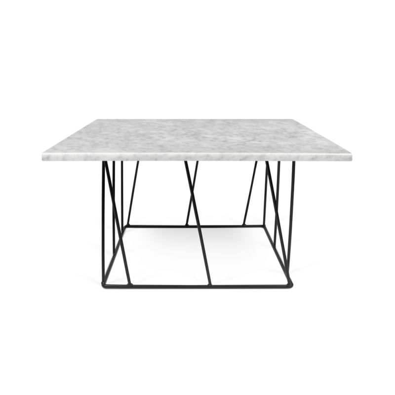 TEMAHOME - Helix 30x30 Marble-Top Coffee Table in White Marble / Black Lacquered Steel - 9500627361
