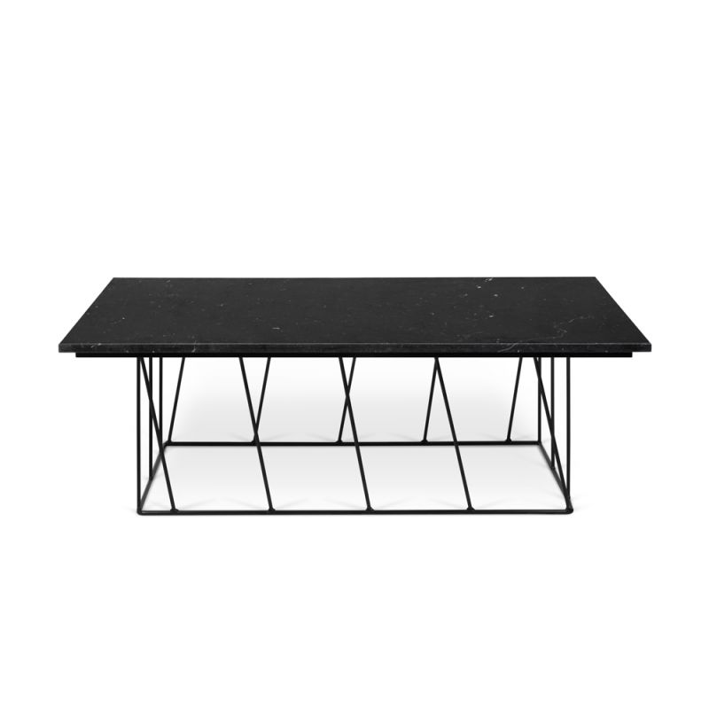 TEMAHOME - Helix 47x30 Marble-Top Coffee Table in Black Marble / Black Lacquered Steel - 9500627422