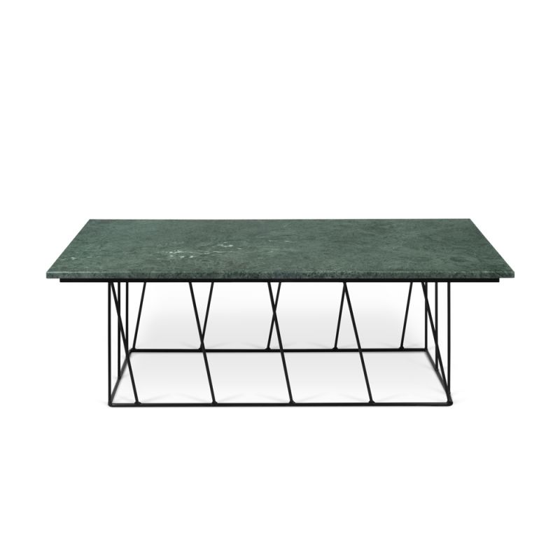 TEMAHOME - Helix 47x30 Marble-Top Coffee Table in Green Marble / Black Lacquered Steel - 9500627439