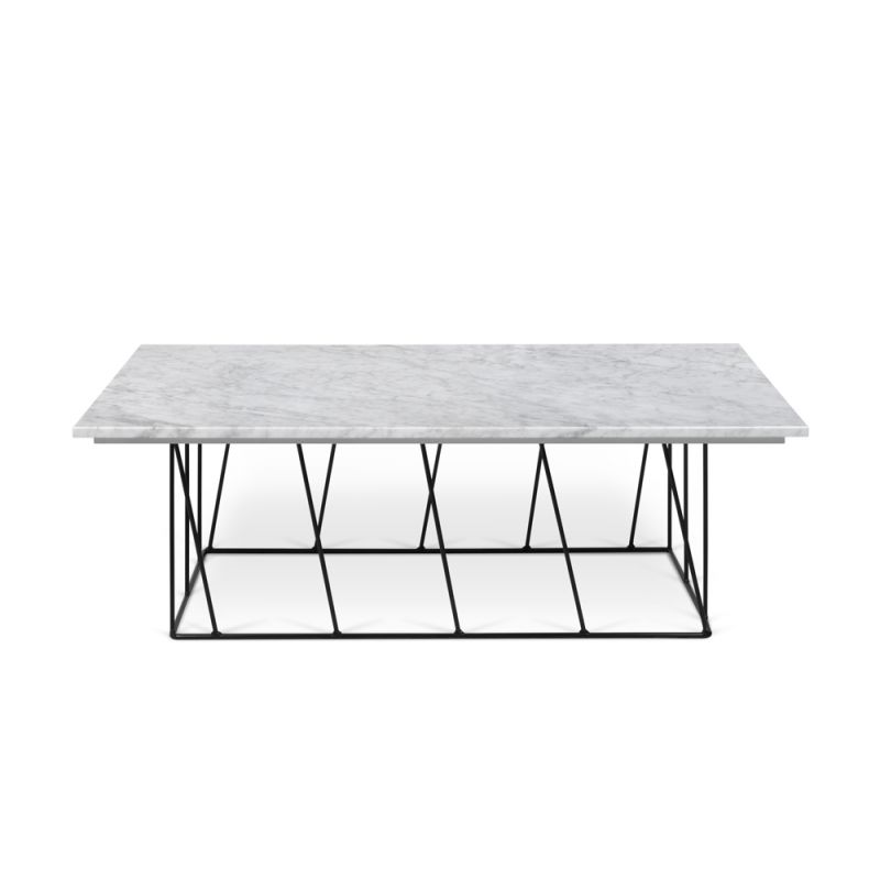 TEMAHOME - Helix 47x30 Marble-Top Coffee Table in White Marble / Black Lacquered Steel - 9500627415