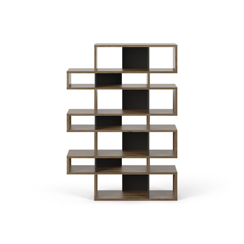 TEMAHOME - London Composition Bookcase in Walnut Frame, Pure Black Backs - 9500314797