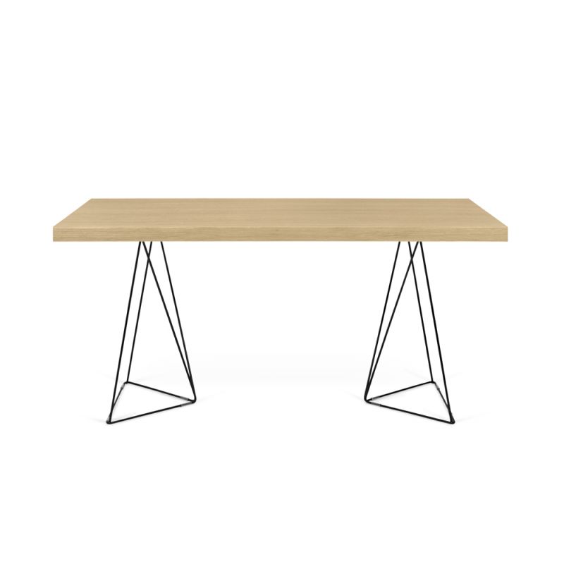 TEMAHOME - Multi 63'' Table Top with Trestles in Oak / Black Lacquered Steel - 9500613760