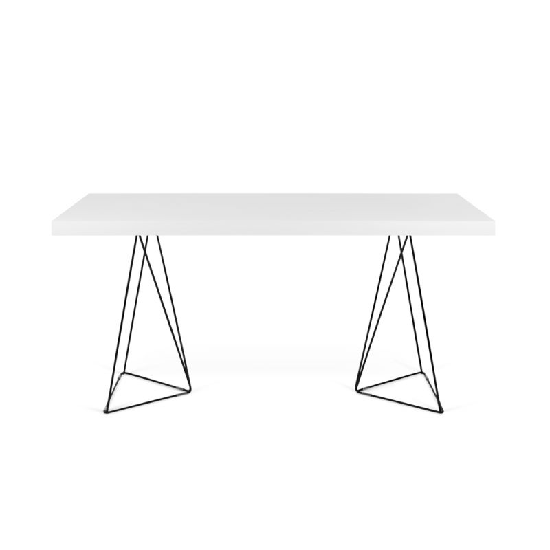 TEMAHOME - Multi 63'' Table Top with Trestles in Pure White / Black Lacquered Steel - 9500613784