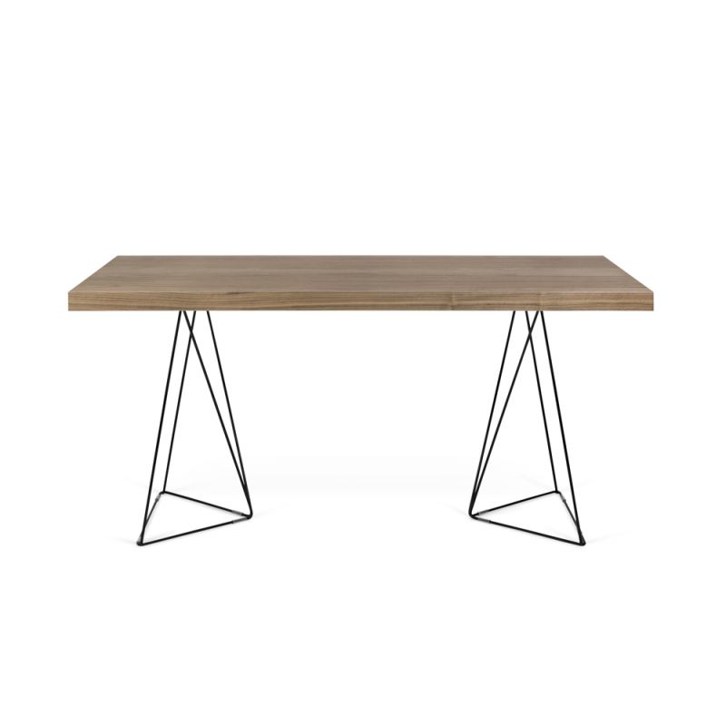 TEMAHOME - Multi 63'' Table Top with Trestles in Walnut / Black Lacquered Steel - 9500613777