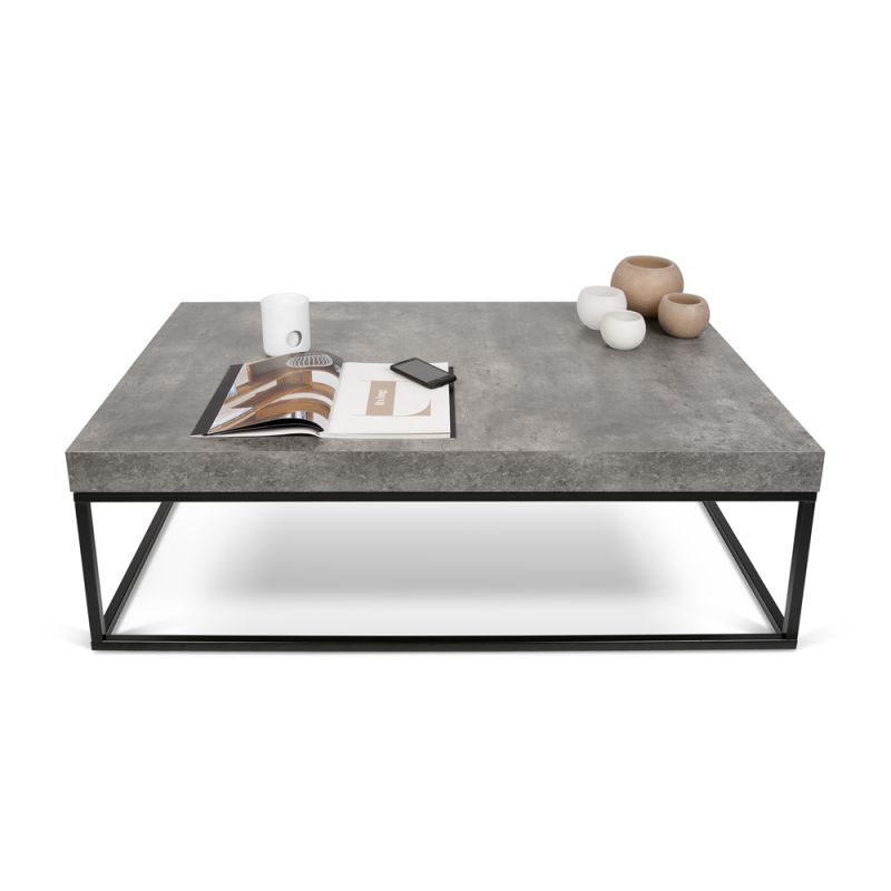 TEMAHOME - Petra 47X30 Coffee Table in Concrete Look Top / Black Legs - 9000629365