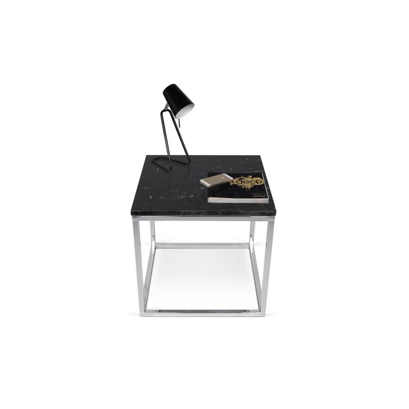 TEMAHOME - Prairie 20X20 Marble End Table in Black Marble Top / Chrome Legs - 9500625022