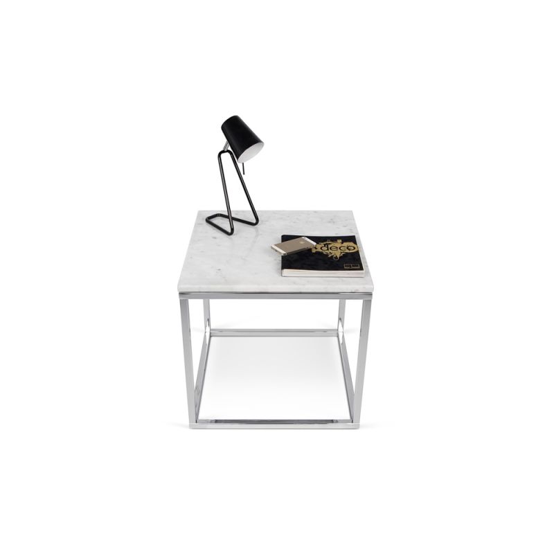 TEMAHOME - Prairie 20X20 Marble End Table in White Marble Top/Chrome Legs - 9500625053