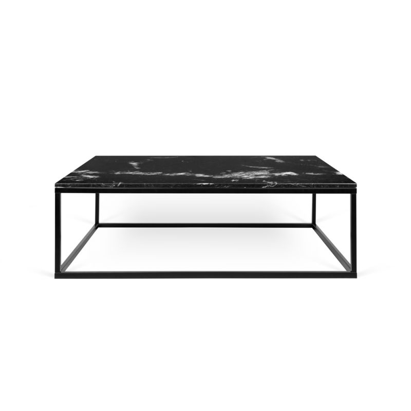 TEMAHOME - Prairie 47X30 Marble Coffee Table in Black Marble Top / Black Lacquered Steel Legs - 9500623097