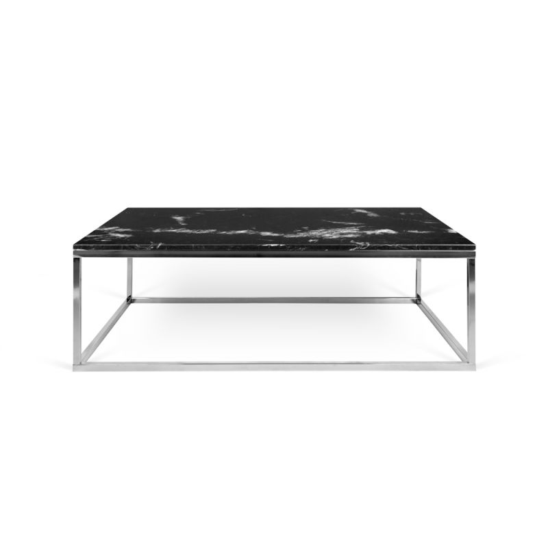 TEMAHOME - Prairie 47X30 Marble Coffee Table in Black Marble Top / Chrome Legs - 9500624926
