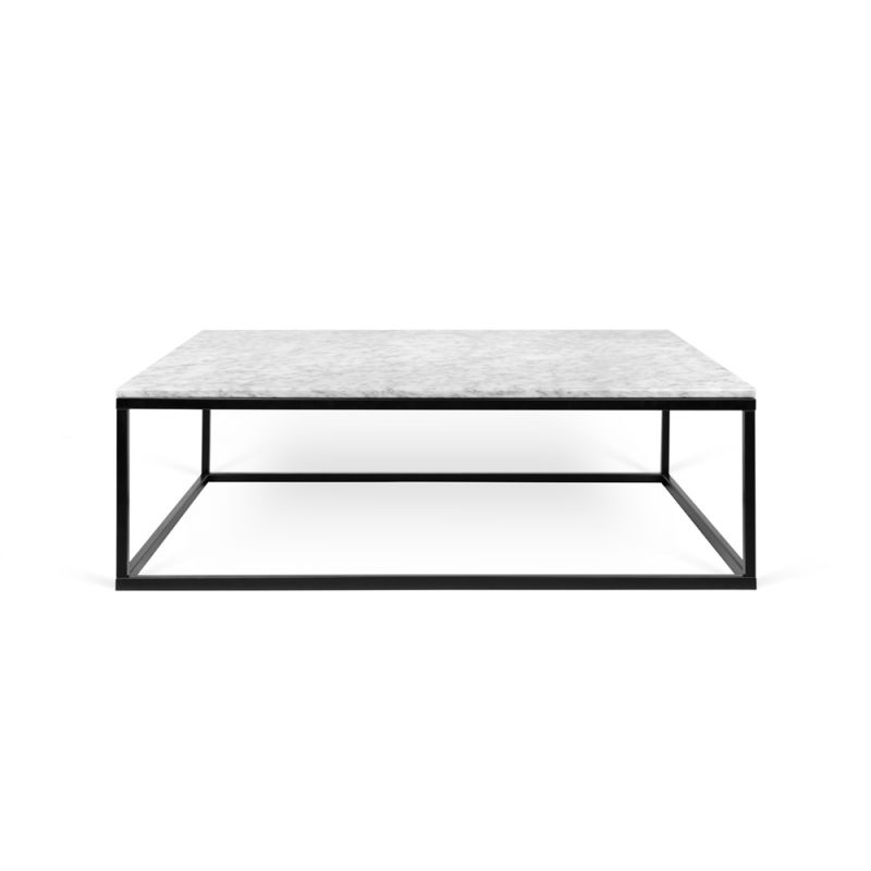 TEMAHOME - Prairie 47X30 Marble Coffee Table in White Marble Top/Black Lacquered Steel Legs - 9500625046