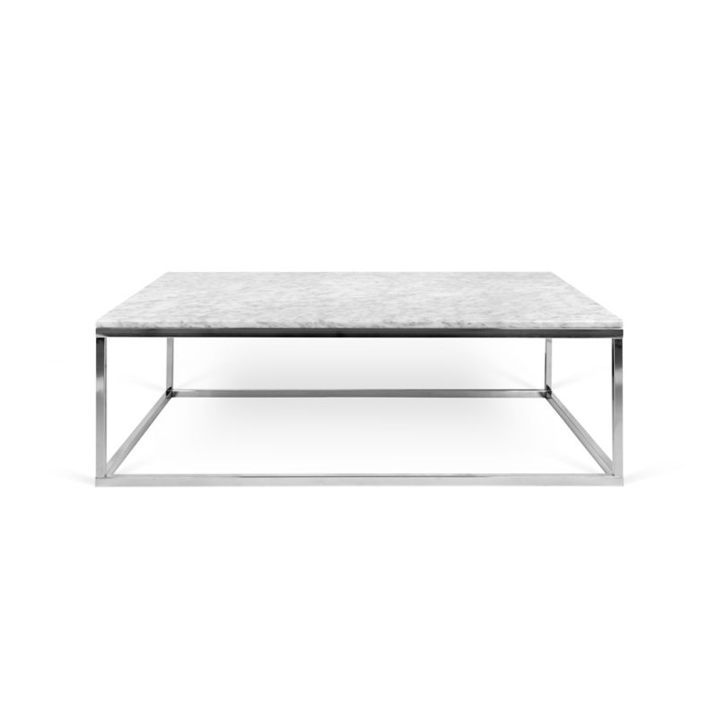 TEMAHOME - Prairie 47X30 Marble Coffee Table in White Marble Top/Chrome Legs - 9500624919
